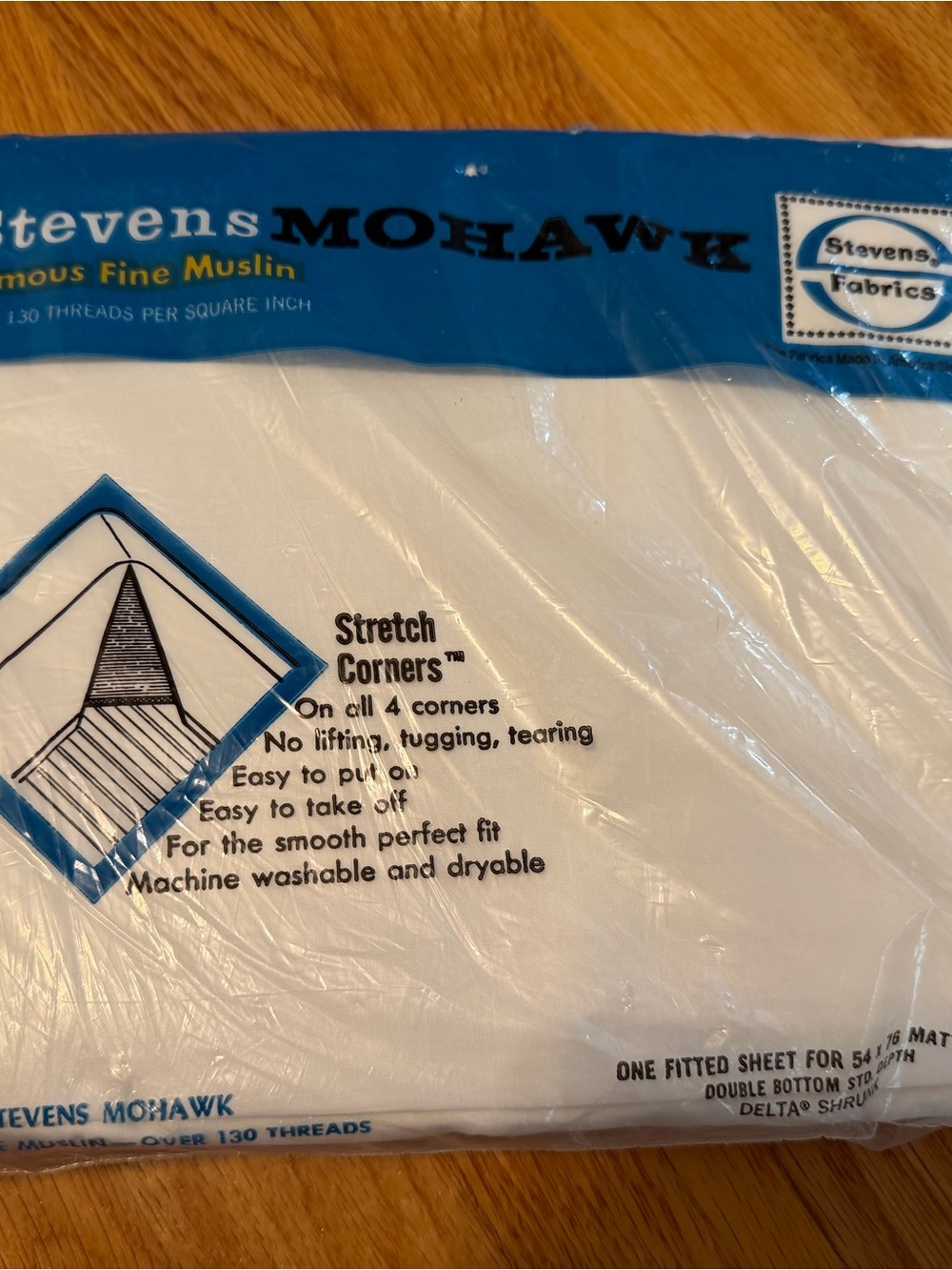 🆕 Stevens Mohawk NOS pure white double/Full fitted sheet 100% cotton fine muslin